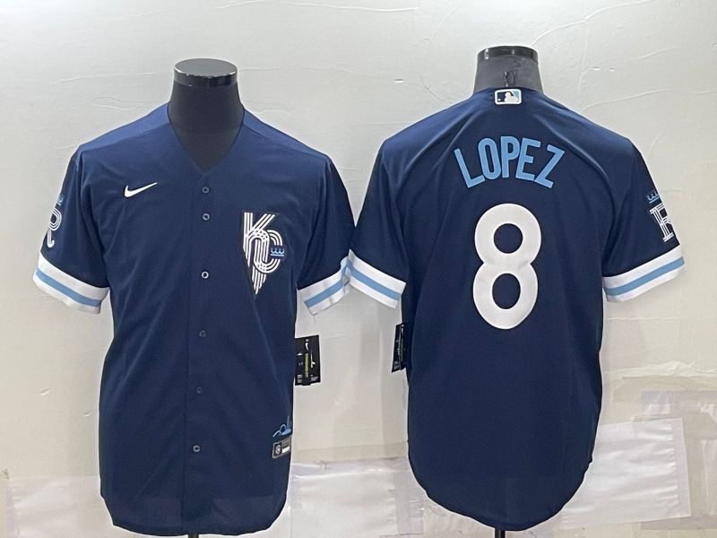 Men Kansas City Royals #8 Lopez Blue City Edition Game Nike 2022 MLB Jersey